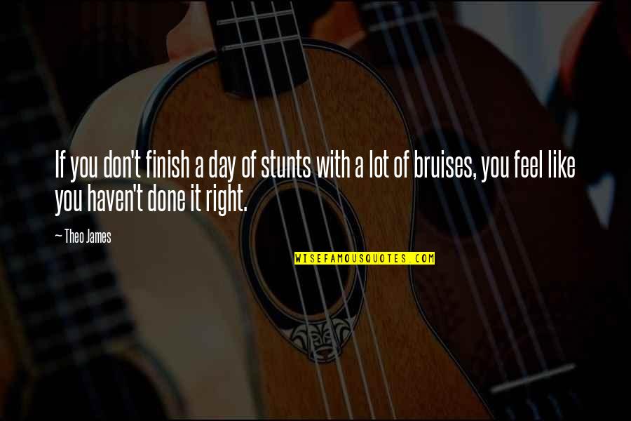 Shizuo Akira Quotes By Theo James: If you don't finish a day of stunts Shizuo Akira Quotes By Theo James: If you don't finish a day of stunts