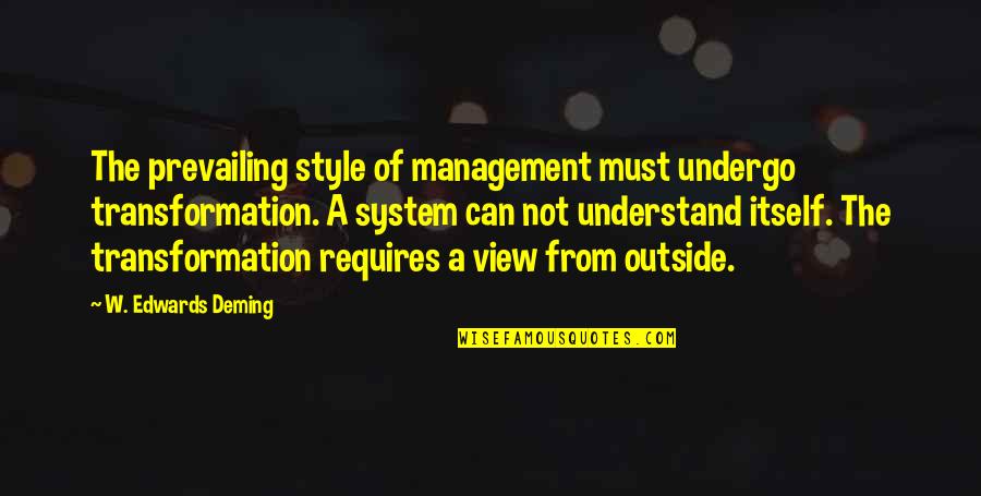 Shizuo Durarara Quotes By W. Edwards Deming: The prevailing style of management must undergo transformation. Shizuo Durarara Quotes By W. Edwards Deming: The prevailing style of management must undergo transformation.