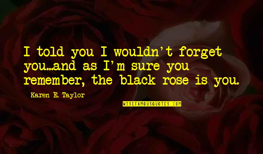 Shizzle Quotes By Karen E. Taylor: I told you I wouldn't forget you...and as Shizzle Quotes By Karen E. Taylor: I told you I wouldn't forget you...and as
