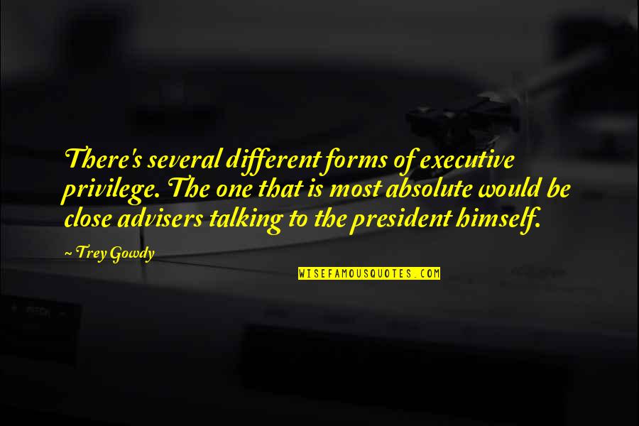 Shkolnikebis Quotes By Trey Gowdy: There's several different forms of executive privilege. The Shkolnikebis Quotes By Trey Gowdy: There's several different forms of executive privilege. The