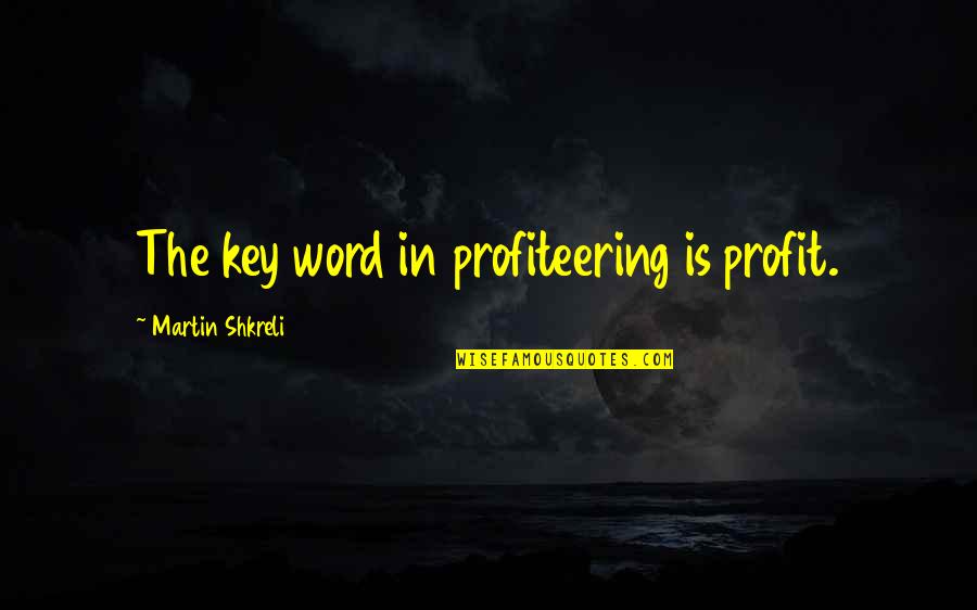 Shkreli Quotes By Martin Shkreli: The key word in profiteering is profit.
