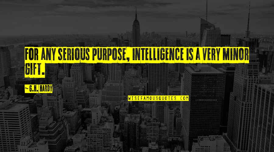 Shlomit Aharon Quotes By G.H. Hardy: For any serious purpose, intelligence is a very