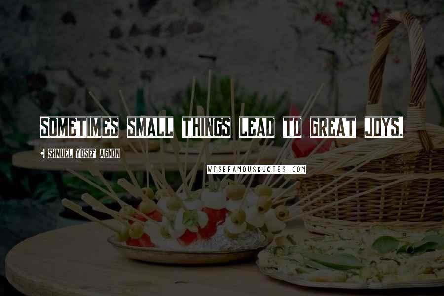 Shmuel Yosef Agnon quotes: Sometimes small things lead to great joys.