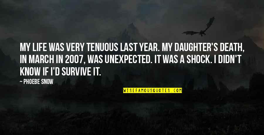 Shock Of Death Quotes By Phoebe Snow: My life was very tenuous last year. My