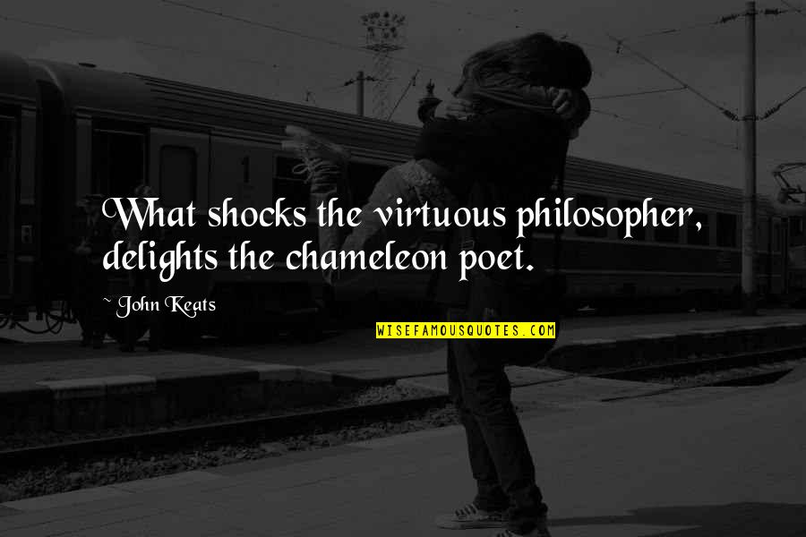Shocks Quotes By John Keats: What shocks the virtuous philosopher, delights the chameleon