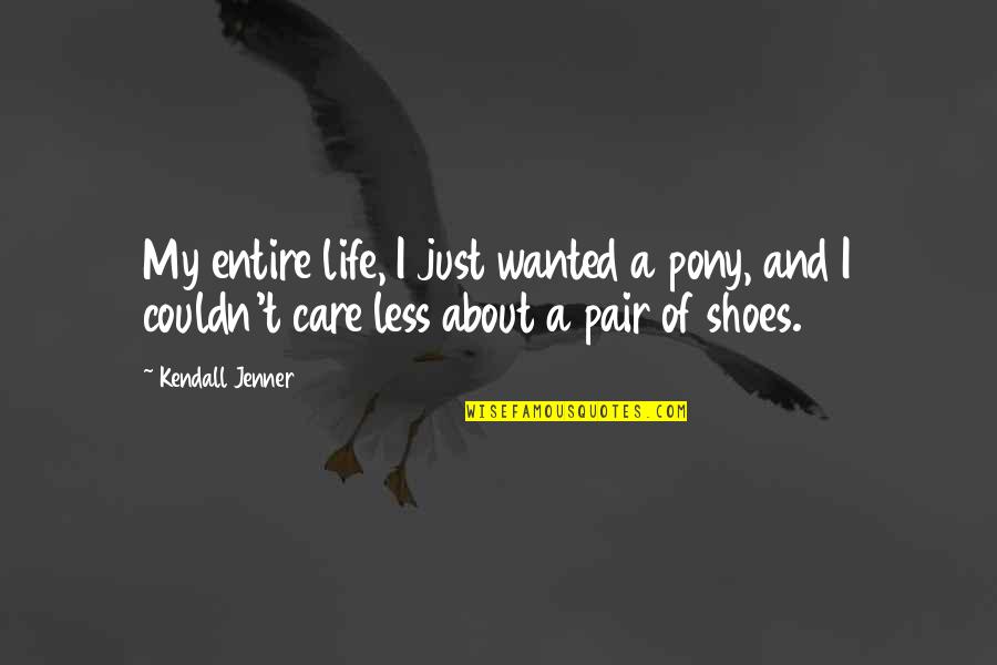 Shoes And Life Quotes By Kendall Jenner: My entire life, I just wanted a pony,