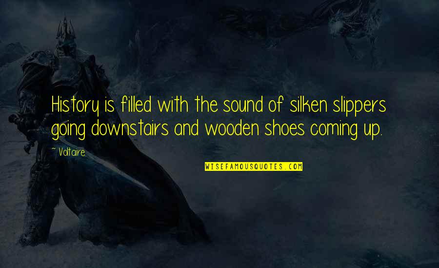 Shoes And Slippers Quotes By Voltaire: History is filled with the sound of silken