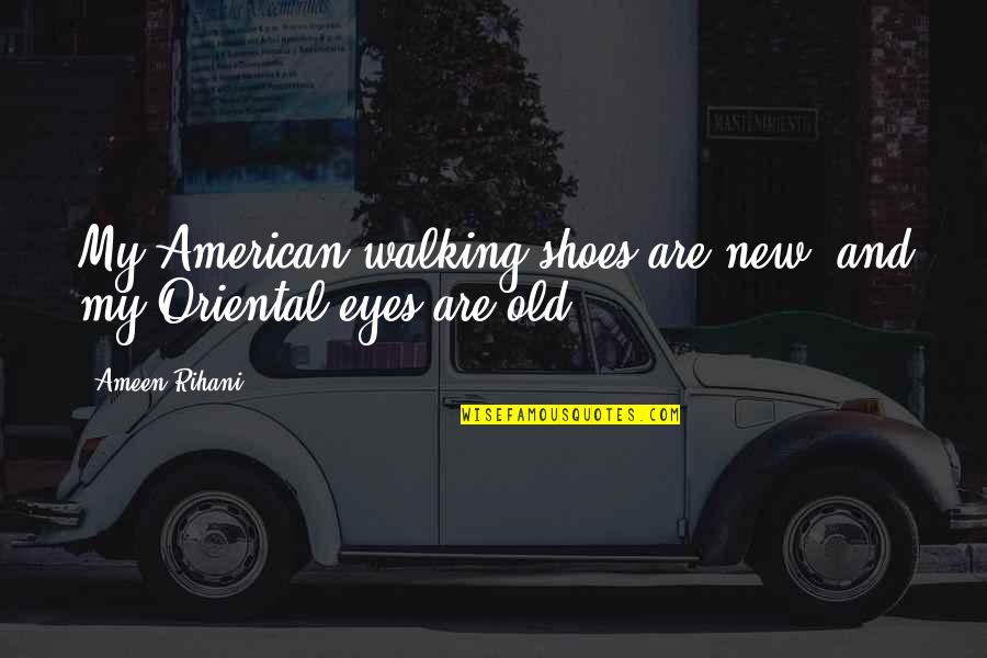 Shoes And Walking Quotes By Ameen Rihani: My American walking shoes are new, and my