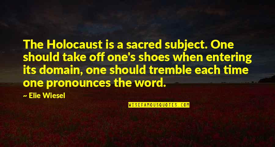 Shoes Off Quotes By Elie Wiesel: The Holocaust is a sacred subject. One should