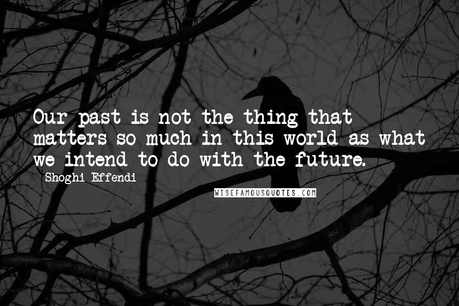 Shoghi Effendi quotes: Our past is not the thing that matters so much in this world as what we intend to do with the future.