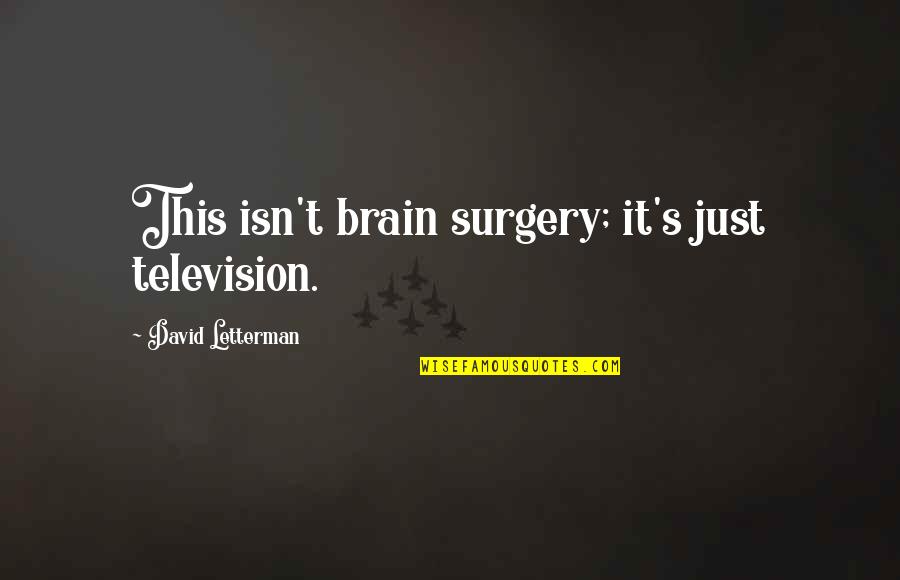 Shogo Yano Quotes By David Letterman: This isn't brain surgery; it's just television. Shogo Yano Quotes By David Letterman: This isn't brain surgery; it's just television.
