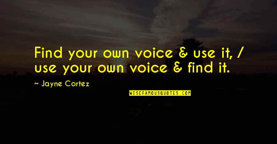 Shokatsuryou Quotes By Jayne Cortez: Find your own voice & use it, /