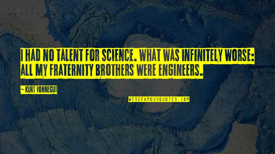 Shoniqua Quotes By Kurt Vonnegut: I had no talent for science. What was