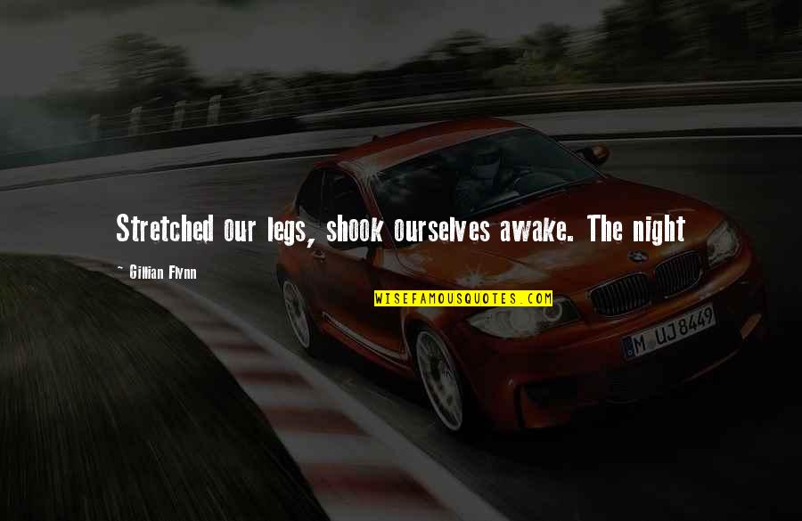 Shook's Quotes By Gillian Flynn: Stretched our legs, shook ourselves awake. The night Shook's Quotes By Gillian Flynn: Stretched our legs, shook ourselves awake. The night