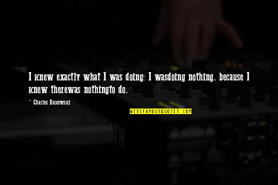 Shoot The Damn Dog Quotes By Charles Bukowski: I knew exactly what I was doing: I
