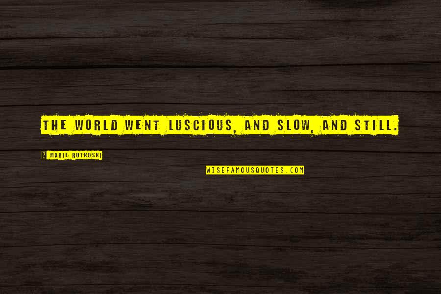 Shoot The Messenger Quotes By Marie Rutkoski: The world went luscious, and slow, and still. Shoot The Messenger Quotes By Marie Rutkoski: The world went luscious, and slow, and still.