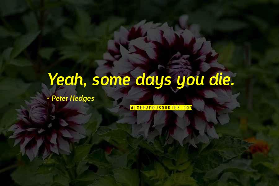 Shooting Bullets Quotes By Peter Hedges: Yeah, some days you die.
