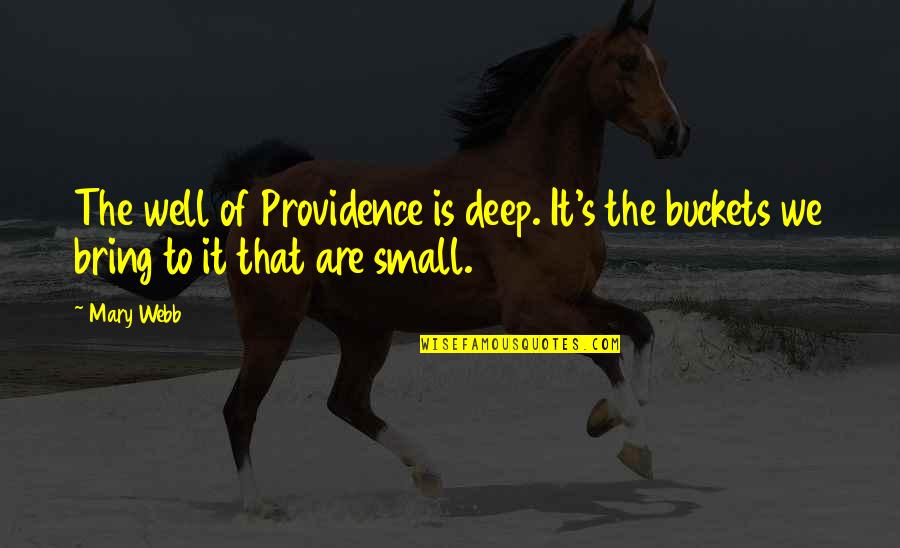 Shop Opening Quotes By Mary Webb: The well of Providence is deep. It's the