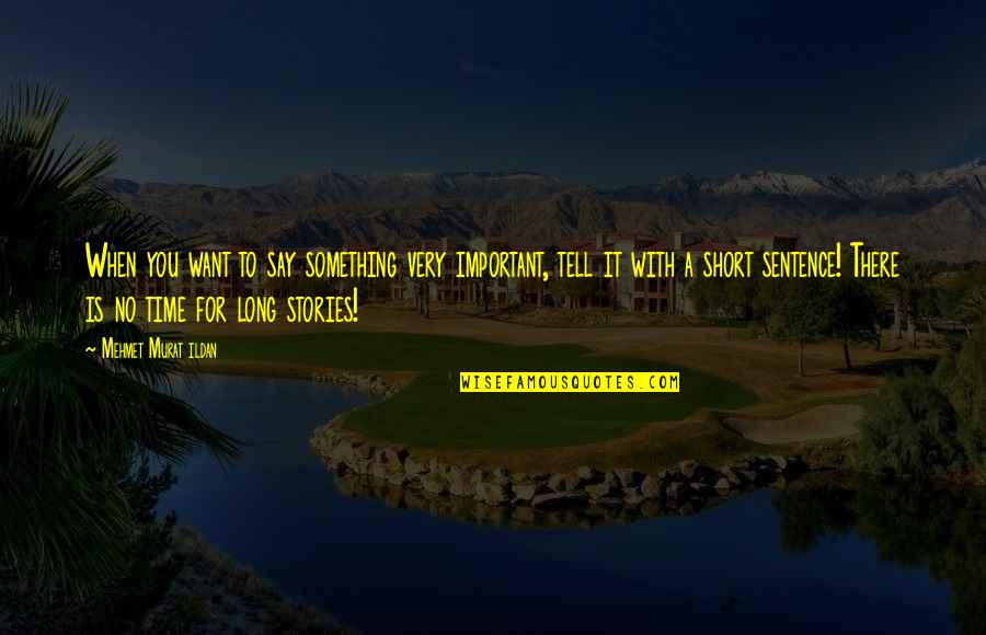 Short 2 Sentence Quotes By Mehmet Murat Ildan: When you want to say something very important,