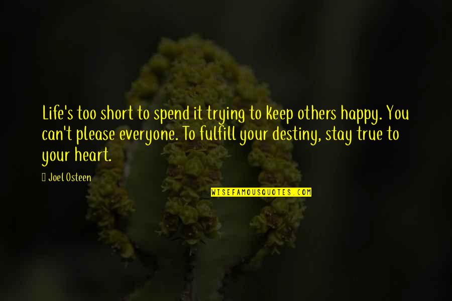 Short But True Quotes By Joel Osteen: Life's too short to spend it trying to