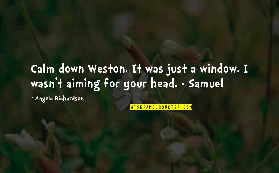 Short Chucking Quotes By Angela Richardson: Calm down Weston. It was just a window.