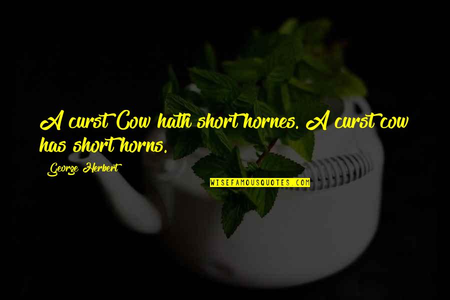 Short Cow Quotes By George Herbert: A curst Cow hath short hornes.[A curst cow