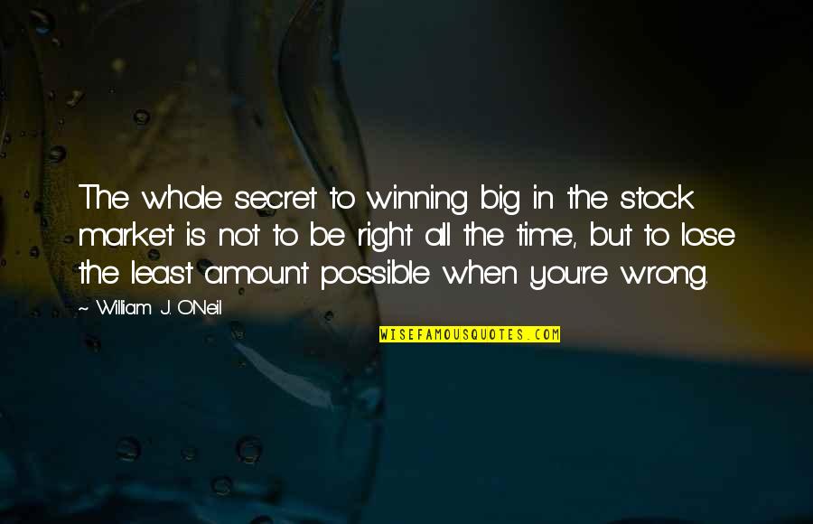 Short Cute Wisdom Quotes By William J. O'Neil: The whole secret to winning big in the