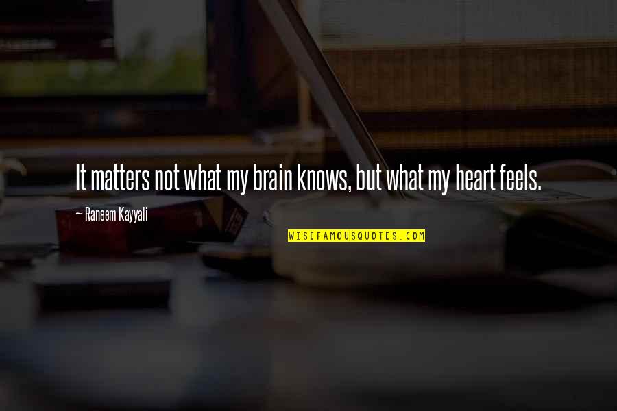 Short Deep Sad Love Quotes By Raneem Kayyali: It matters not what my brain knows, but