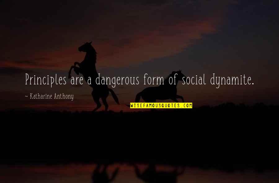 Short Disabilities Quotes By Katharine Anthony: Principles are a dangerous form of social dynamite.