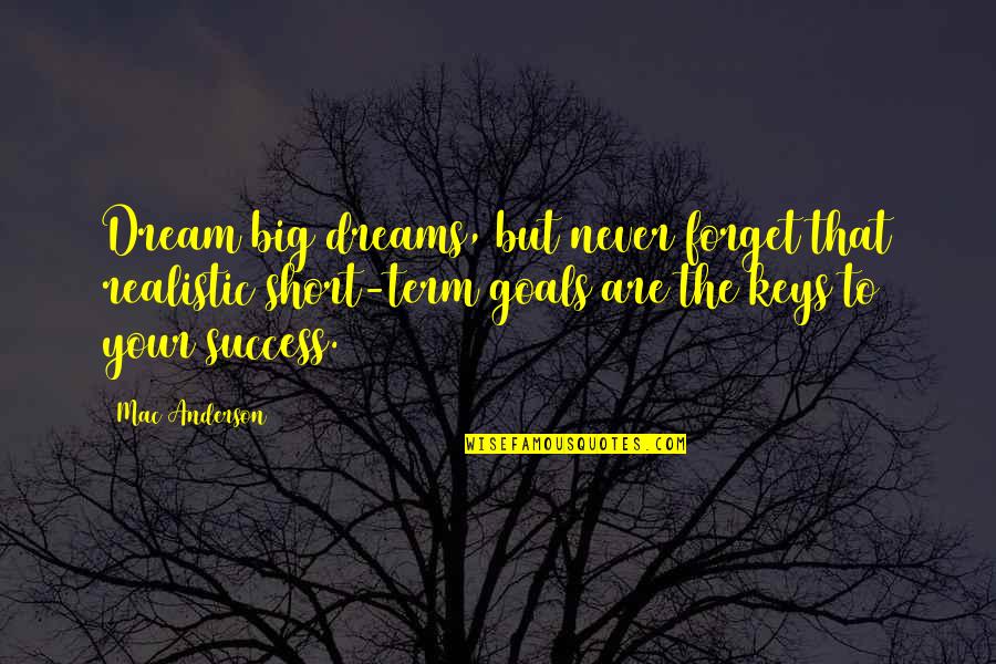 Short Dream Big Quotes By Mac Anderson: Dream big dreams, but never forget that realistic
