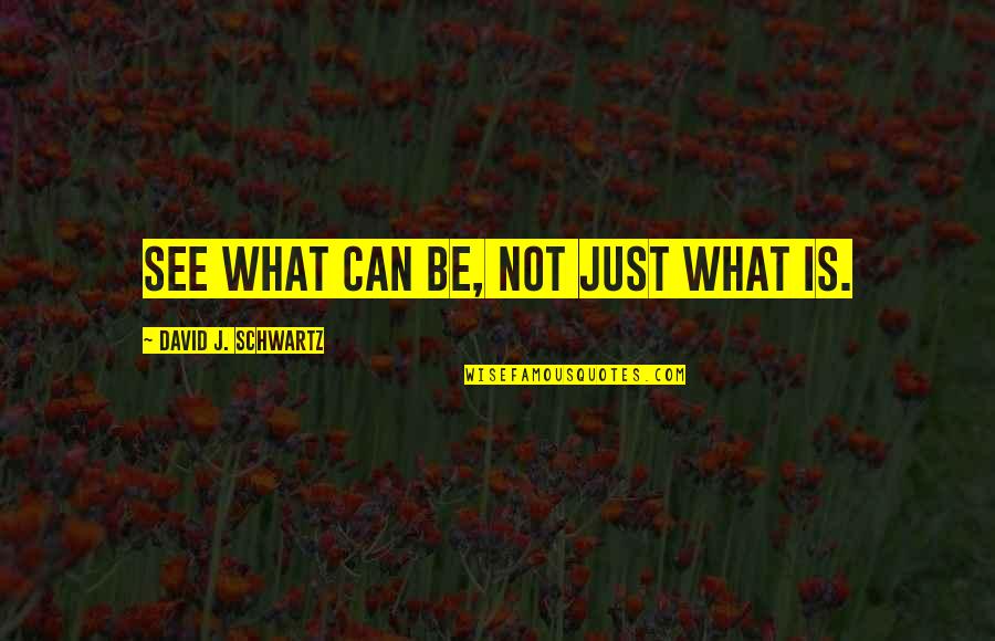 Short English Literature Quotes By David J. Schwartz: See what can be, not just what is.