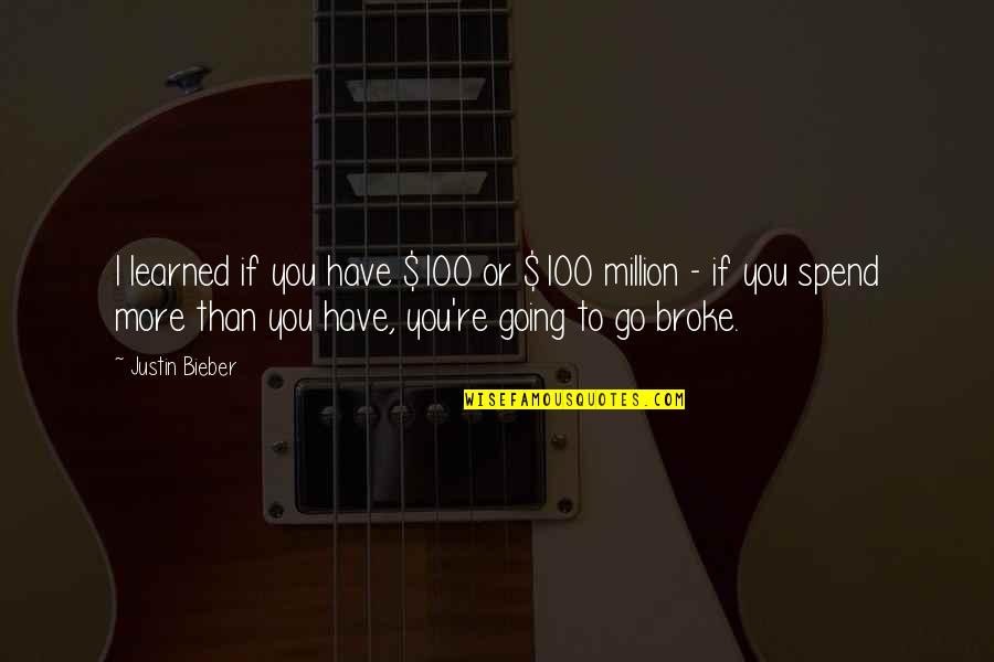 Short Funny Gravestone Quotes By Justin Bieber: I learned if you have $100 or $100