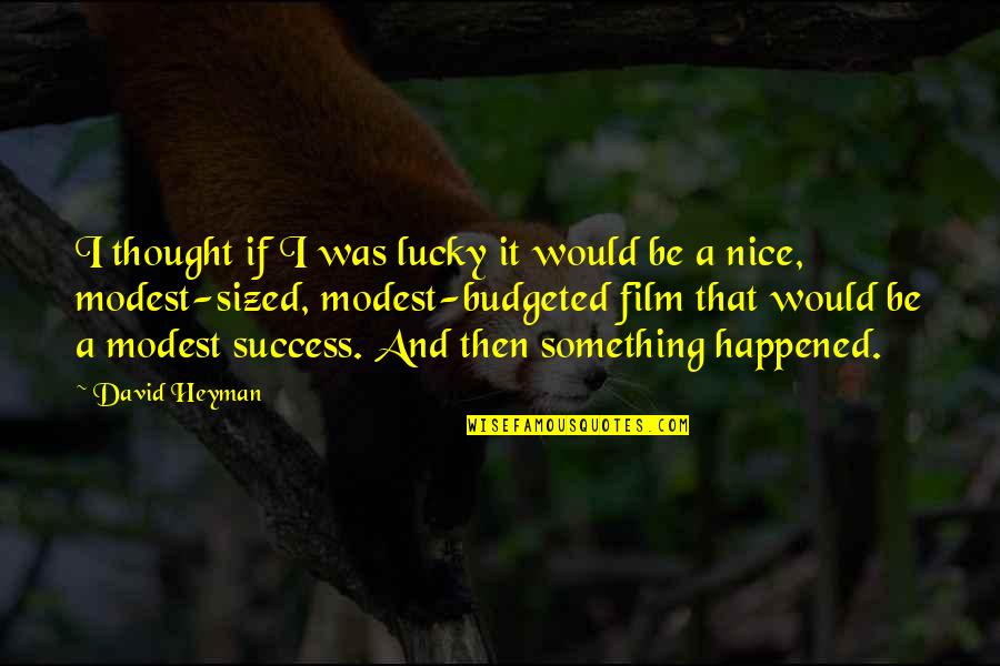 Short Imperfections Quotes By David Heyman: I thought if I was lucky it would Short Imperfections Quotes By David Heyman: I thought if I was lucky it would
