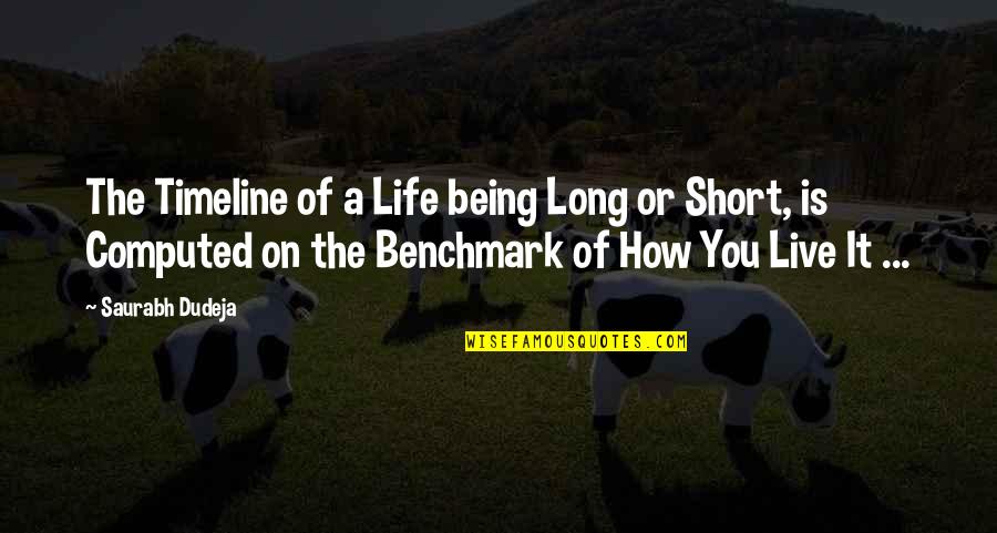 Short Inspirational Quotes Quotes By Saurabh Dudeja: The Timeline of a Life being Long or