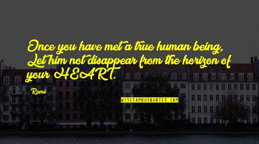 Short Intelligent Quotes By Rumi: Once you have met a true human being,