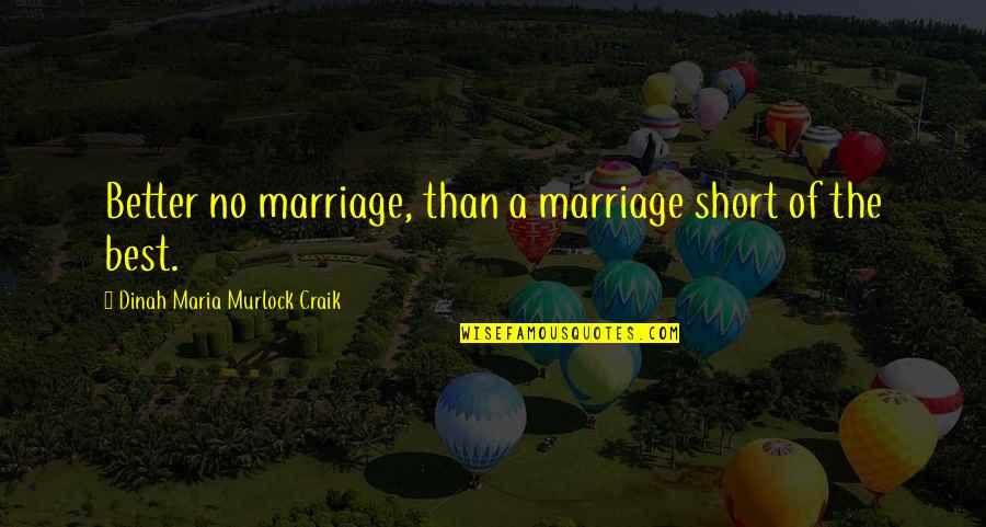 Short Marriage Quotes By Dinah Maria Murlock Craik: Better no marriage, than a marriage short of