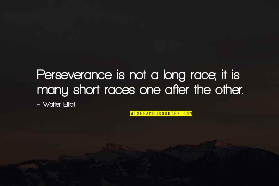 Short Motivational Quotes By Walter Elliot: Perseverance is not a long race; it is