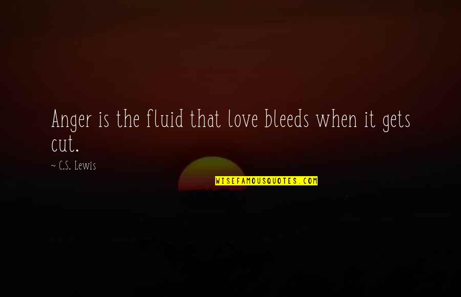 Short Non Cheesy Quotes By C.S. Lewis: Anger is the fluid that love bleeds when