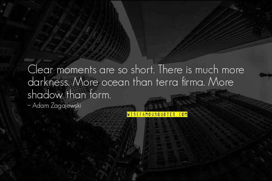 Short Ocean Quotes By Adam Zagajewski: Clear moments are so short. There is much