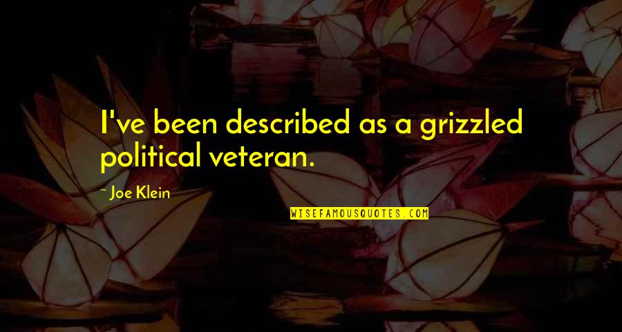 Short Proverbial Quotes By Joe Klein: I've been described as a grizzled political veteran.