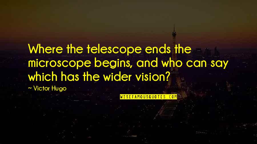 Short Punchy Quotes By Victor Hugo: Where the telescope ends the microscope begins, and