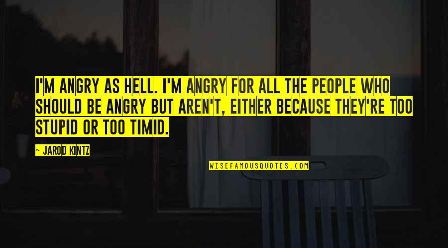 Short Rap Lyric Quotes By Jarod Kintz: I'm angry as hell. I'm angry for all