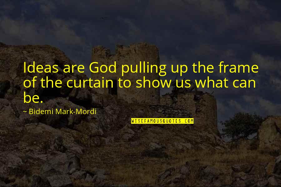 Short Reflexion Quotes By Bidemi Mark-Mordi: Ideas are God pulling up the frame of