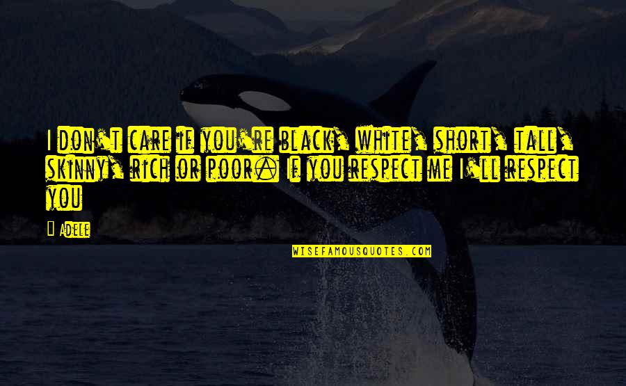 Short Respect Quotes By Adele: I don't care if you're black, white, short,