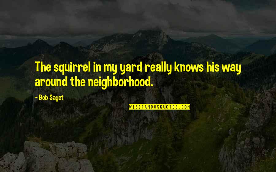 Short Rhyming Motivational Quotes By Bob Saget: The squirrel in my yard really knows his
