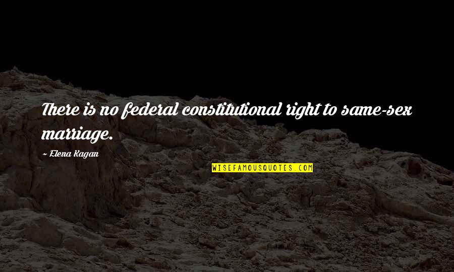 Short Runners Quotes By Elena Kagan: There is no federal constitutional right to same-sex