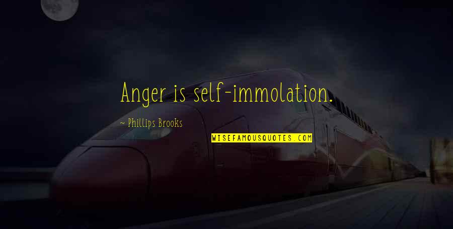 Short Sad Death Quotes By Phillips Brooks: Anger is self-immolation.