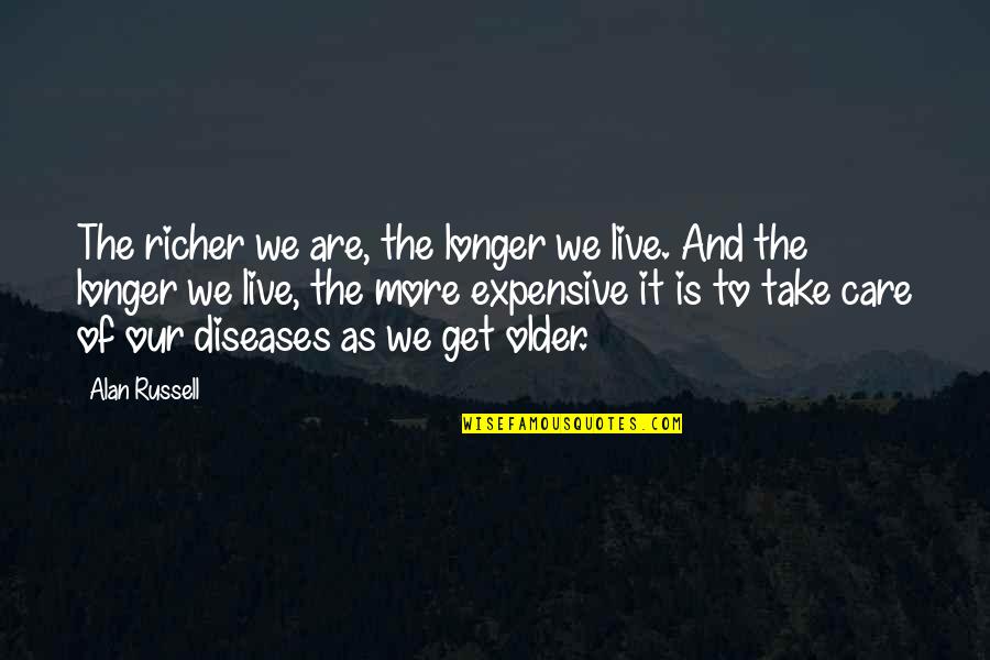 Short Smug Quotes By Alan Russell: The richer we are, the longer we live. Short Smug Quotes By Alan Russell: The richer we are, the longer we live.