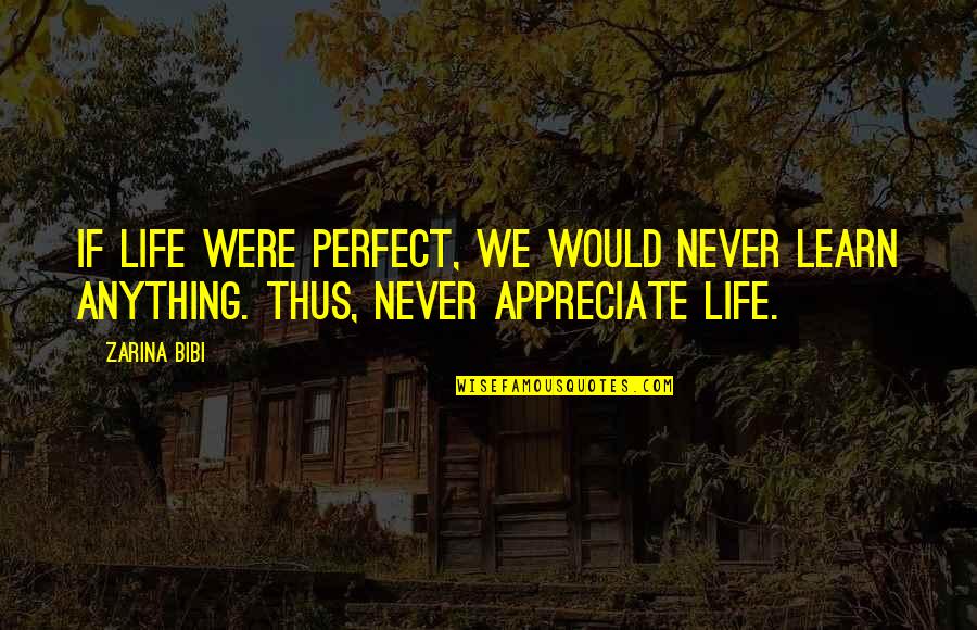 Short Social Issue Quotes By Zarina Bibi: If life were perfect, we would never learn