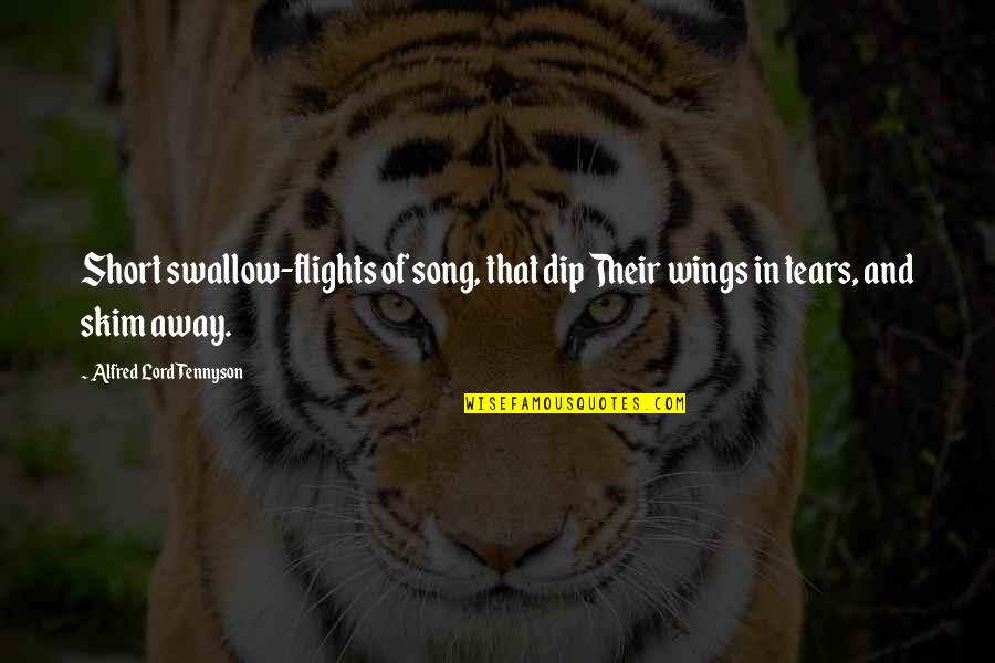 Short Song Quotes By Alfred Lord Tennyson: Short swallow-flights of song, that dip Their wings Short Song Quotes By Alfred Lord Tennyson: Short swallow-flights of song, that dip Their wings